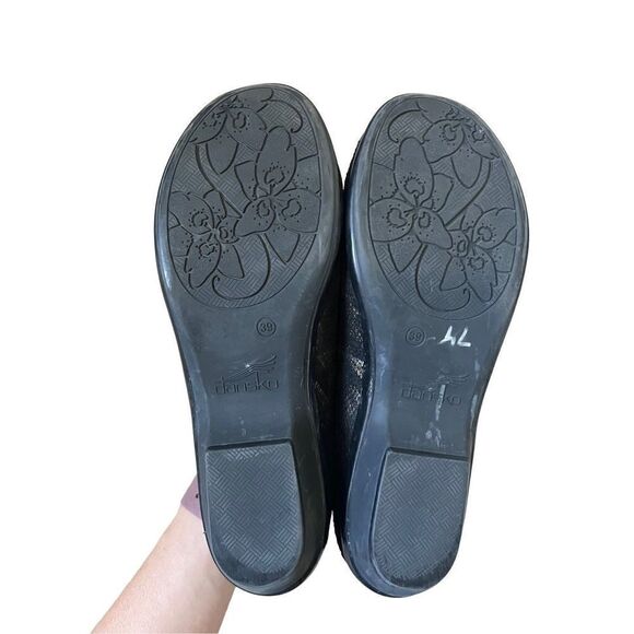 Dansko Olivia Black Bronze Metallic Leopard Animal Print Slip on Loafers size 39 - Picture 6 of 9